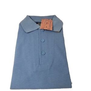 Vintage Wonderknit Boys XL Polo Shirt Blue Ribbed Long Sleeve Polo New